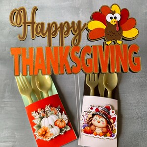 Happy Thanksgiving Cake Topper, Turkey Topper, Thanksgiving Topper ...