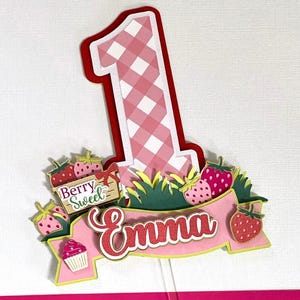 Strawberry 1st Birthday Cake Topper: Personalized Berry Sweet Party Decor