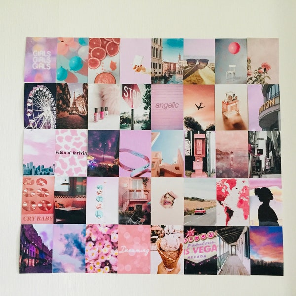 Pink aesthetic wall collage kit 40pcs room decor, fashion Photos/prints, Glossy finish 6x4 images, ideal for bedroom/dorm room free delivery