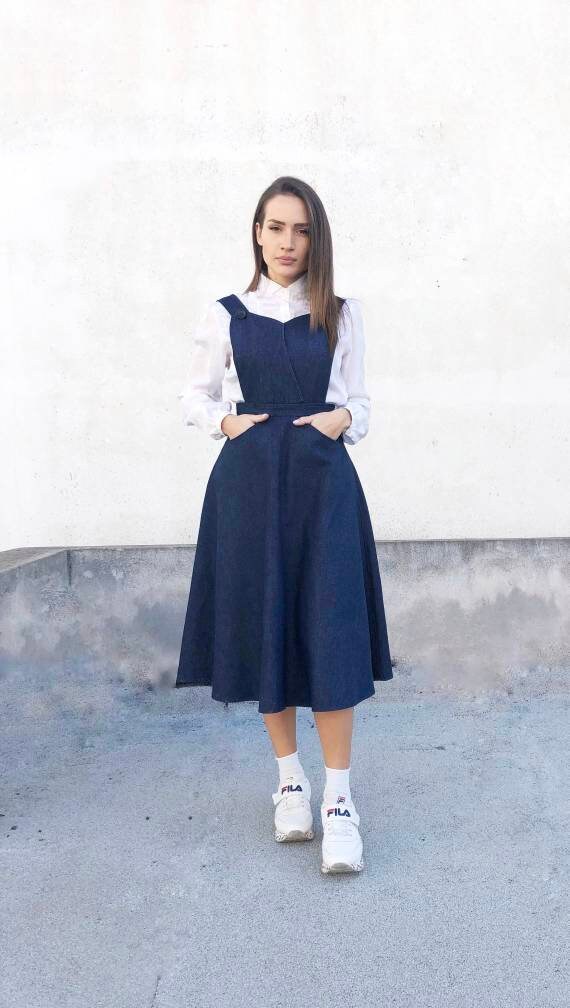 Denim Dungaree a Line Skirt Jeans 
