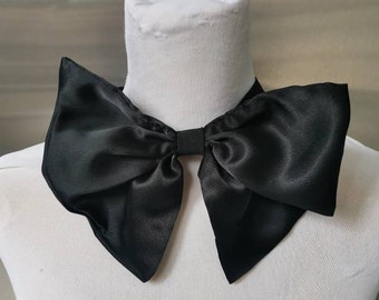 Black satin bow choker necklace Bow necklace Black necklace Black choker necklace Black bow shape collar Gift for her