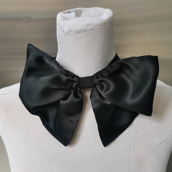 Black satin bow choker necklace Bow necklace Black necklace Black choker necklace Black bow shape collar Gift for her