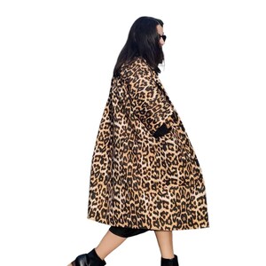 Leopard Print Kimono Coat, Long Animal Print Jacket with Pockets and Lining image 7