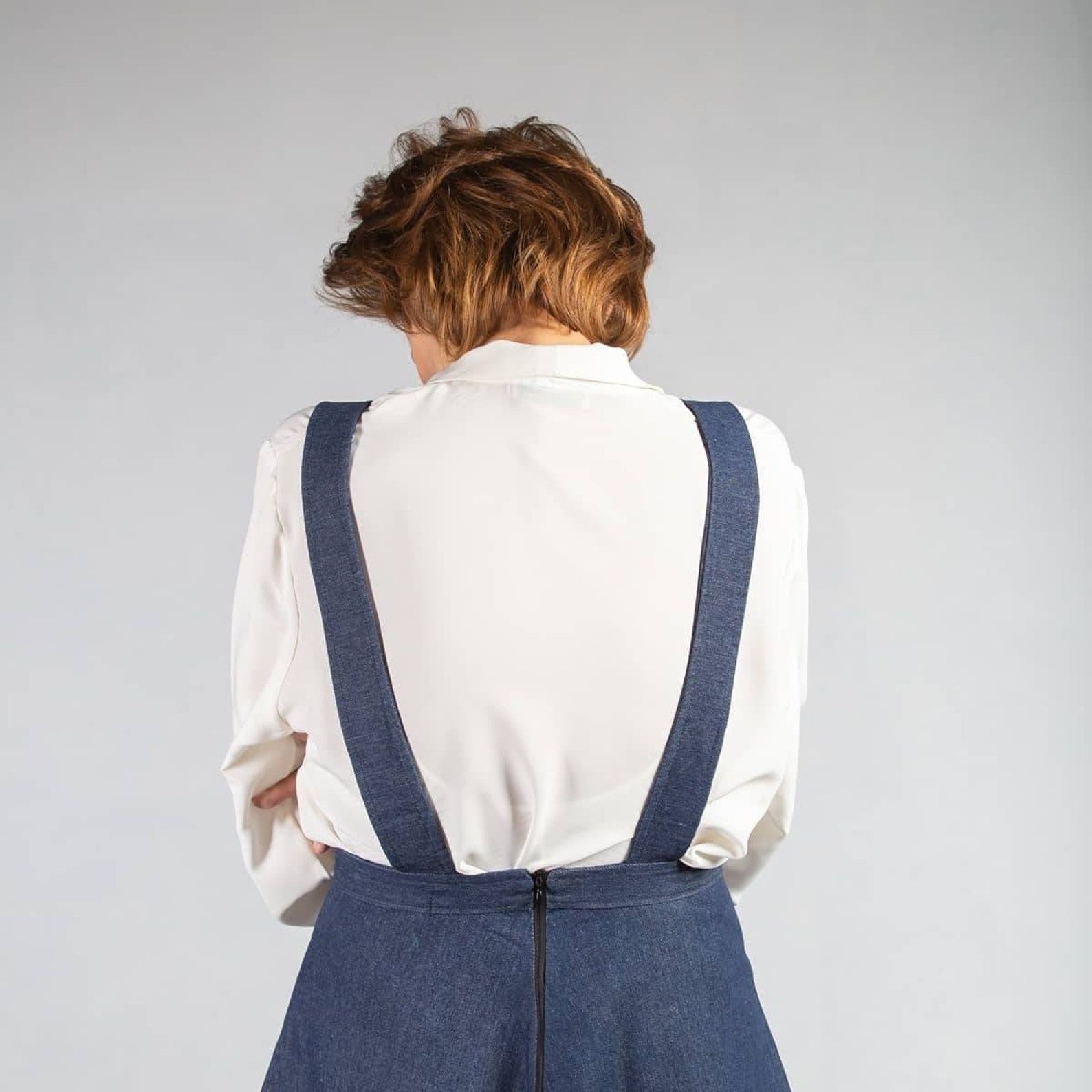 Handmade denim dungaree a line skirt. Jeans dungaree midi | Etsy