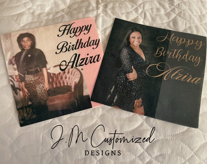 Custom Cocktail Napkins, Photo Napkins, Personalized Cocktail Napkins, Wedding Logo Napkins, Corporate Cocktail Napkins, Photo Birthday