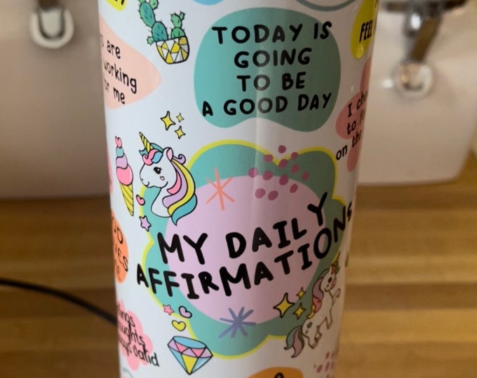 Self Love Tumbler PNG, 20oz Skinny Tumbler Sublimation Designs, Inspirational Tumbler, Colorful tumbler , Daily Affirmations