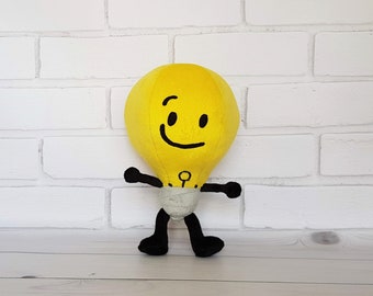 Custom plush toy inspired by Light Bulb from Inanimate Insanity, Toy made from drawing, commissioned plush, MADE-TO-ORDER