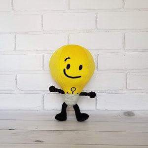 Custom plush toy inspired by Light Bulb from Inanimate Insanity, Toy made from drawing, commissioned plush, MADE-TO-ORDER