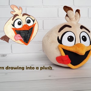 Peluche personalizado igual que Melody de Angry Birds // 30 cm // hecho a partir de dibujo, peluche por encargo, peluche no oficial hecho a mano por encargo