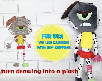 Peluche Rob personnalisée : inspiré du dessin fait main, fait main non officiel sur commande (40 cm)