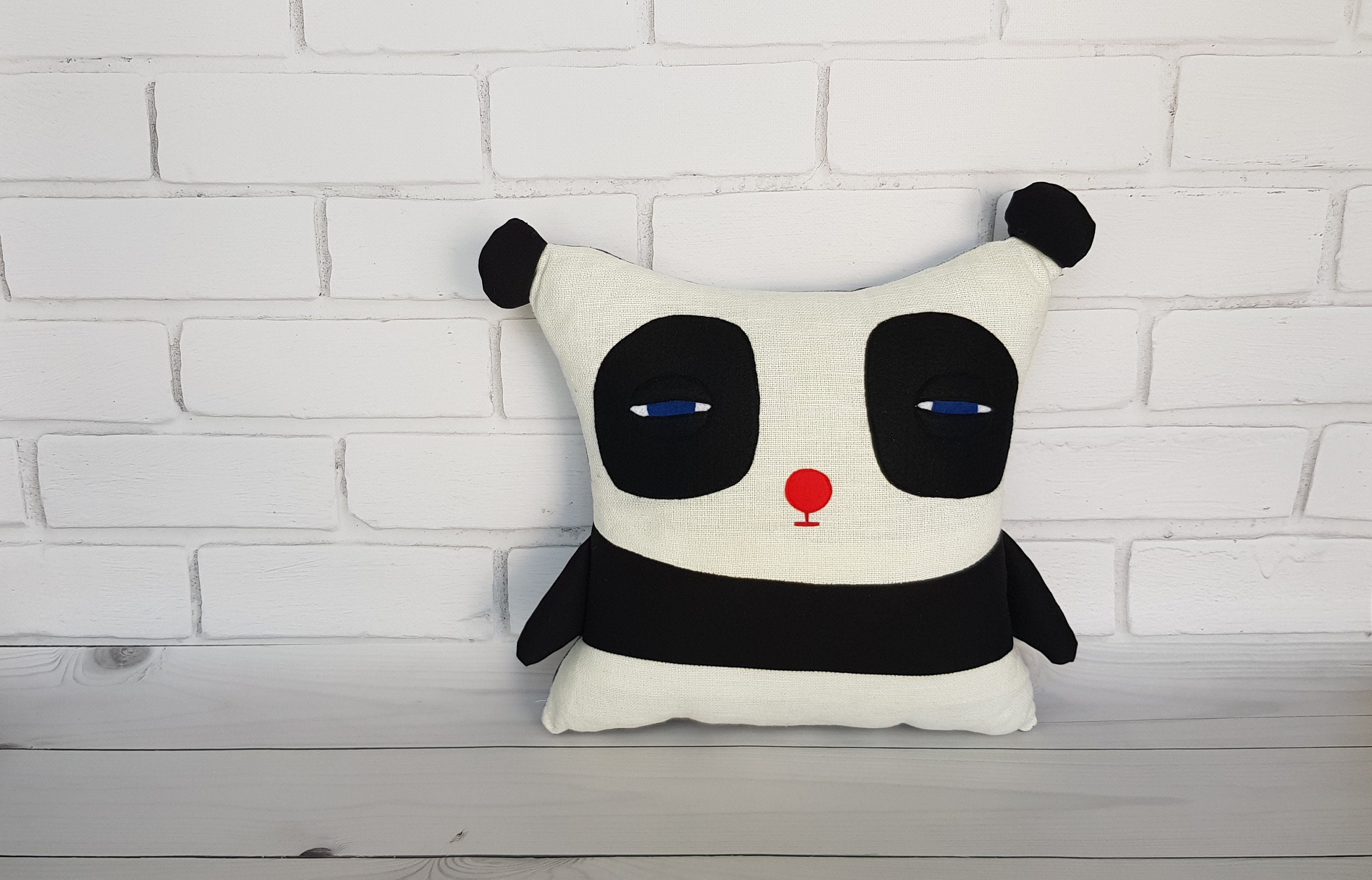 Pillow Owl Just like Panda , Cushion Owl, Owl panda pillow / 35x35cm / Owl Kawaii, funny owl cushion