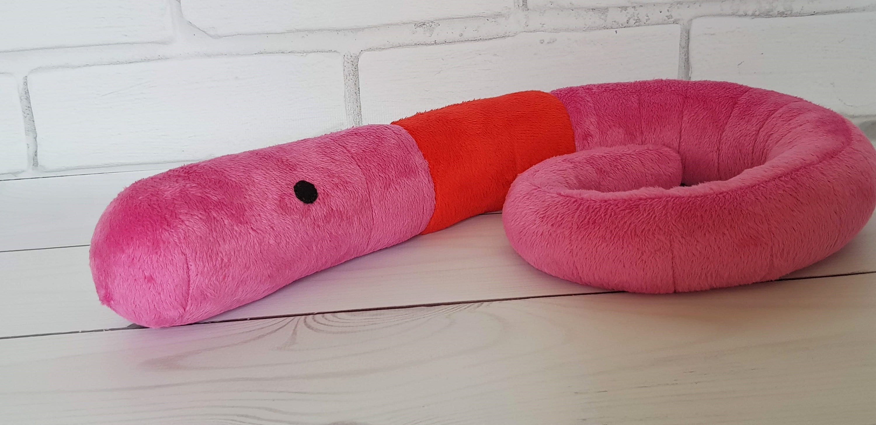 Custom Plush Toy Large Earthworm Pink, Toy Made From Drawing ...