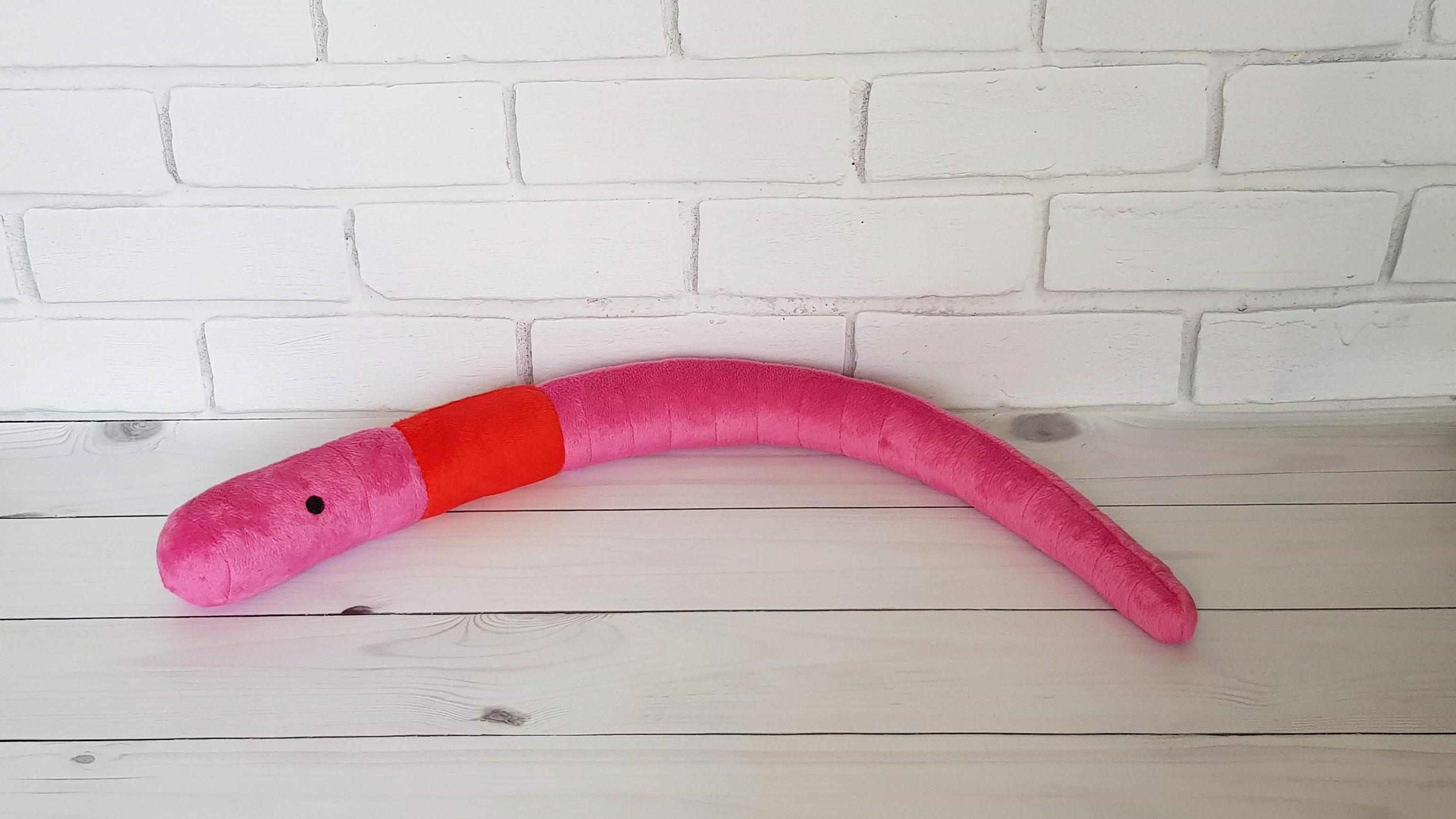 Custom Plush Toy Large Earthworm Pink, Toy Made From Drawing ...