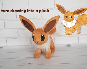 Custom plush  Just like Eevee inspired // 30cm // Toy made from drawing, funmade unofficial handmade to order, commissioned plush,