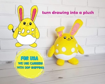 Peluche personalizado inspirado en Azumarill variocolor de 30 cm, hecho a partir de un dibujo. Peluche no oficial de Funmade, hecho por encargo.