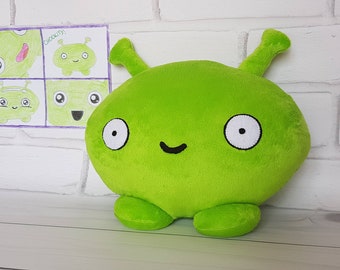 Custom plush toy inspired by Mooncake from Final Space, Mooncake Green Alien handmade plush, Toy made from drawing, commissioned plush