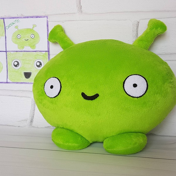 Custom plush toy inspired by Mooncake from Final Space, Mooncake Green Alien handmade plush, Toy made from drawing, commissioned plush
