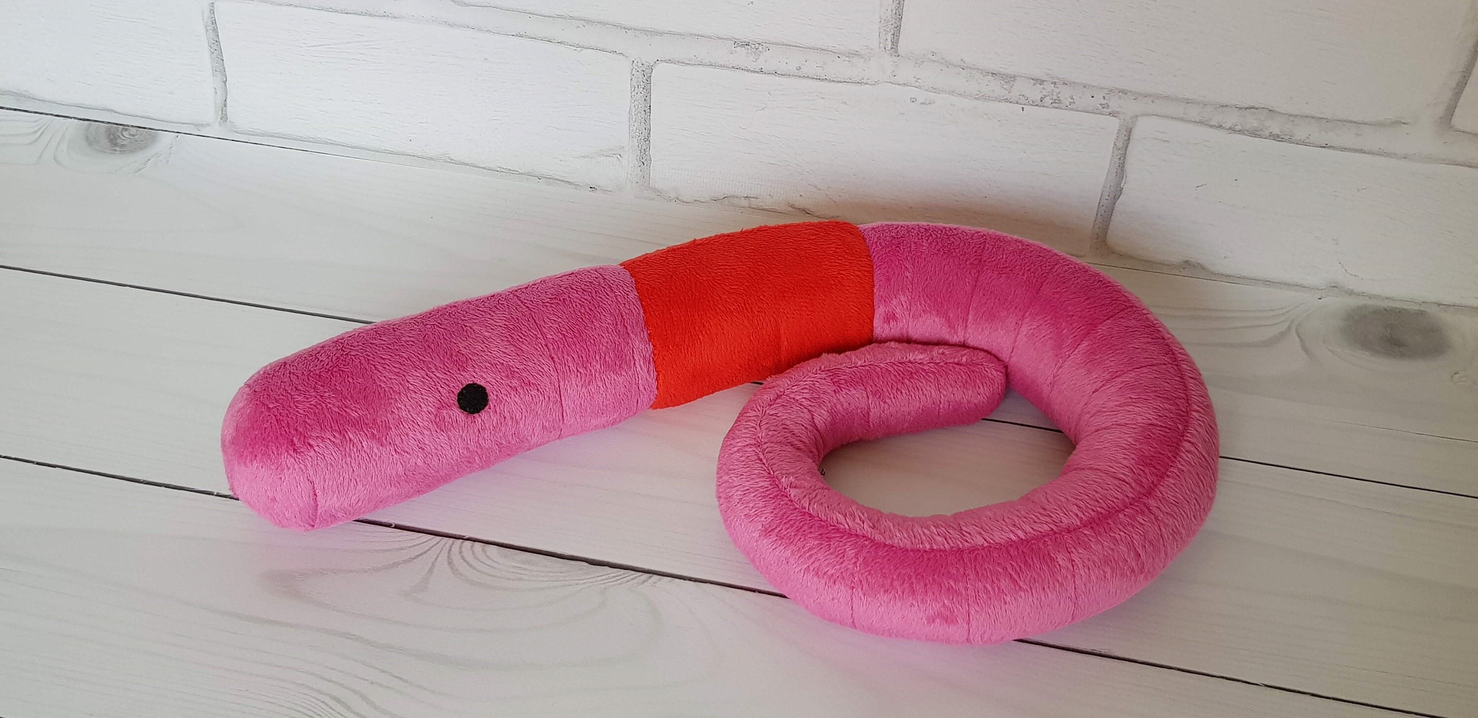 Custom Plush Toy Large Earthworm Pink, Toy Made From Drawing ...