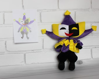 Custom plush toy inspired by Dimentio from Super Paper, MADE TO ORDER, Toy made from drawing, commissioned plush