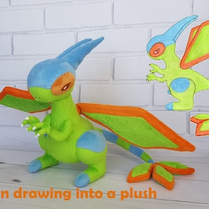 Custom plush toy inspired by  Flagon // 30cm // Custom plush MADE TO ORDER, Toy made from drawing