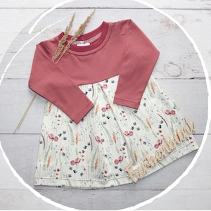Jersey dress long sleeve "Poppies" | Autumn dress girls | Dress school enrollment | Baby Dress | Flower girl dress