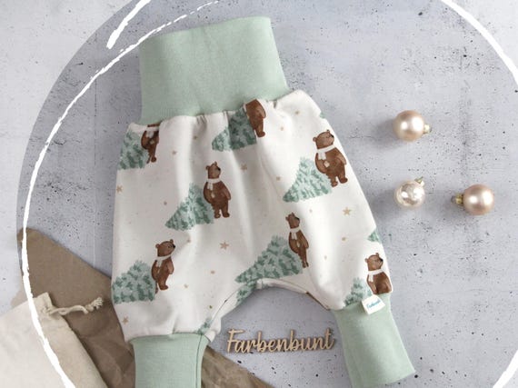 Pumphose “Weihnachtsbär“ | Haremshose Kinder | Weihnachts Pumphose für Babys | Weihnachtshose | Baby Weihnachtsoutfit
