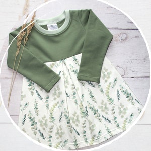 Dress long sleeve "Eucalyptus" | Baptism dress girls | Children's dress flower girl | Baby dress