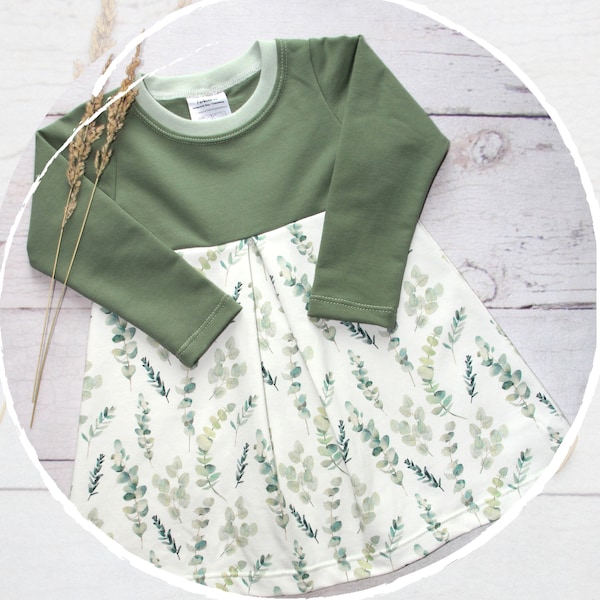 Dress long sleeve "Eucalyptus" | Baptism dress girls | Children's dress flower girl | Baby dress