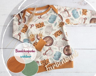 Langarmshirt "Safari" | Longsleeve Baby | Kinder Shirt langarm mit Tieren | Frühlingsoutfit für Kinder