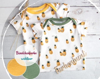 Tshirt "Ananas" | Kinder Shirt kurzarm mit Früchten | Sommershirt Baby | Sommeroutfit für Kinder