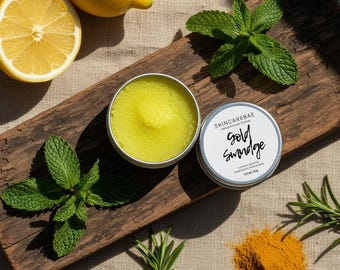 Gold Smudge | Turmeric & Tallow Lip Scrub | Brightening Vanilla Peppermint Lip Polish | Artisan Skincare | 0.5oz Tin