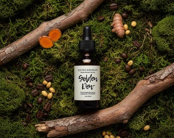 Golden Dew | Botanical Glow Face Serum | Brightening Sea Buckthorn & Coffee Oil Infusion | Artisan Skincare | 1oz Dropper Bottle