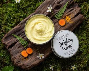 Golden Whip | Whipped Turmeric Face Cream | Grass-Fed Tallow Moisturizer for Brightening & Glow | Artisan Skincare | 2oz Tin