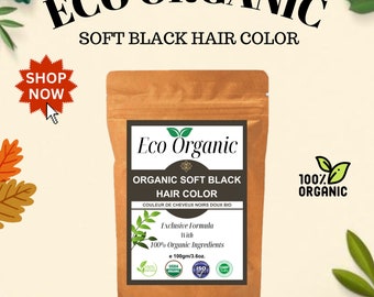 Eco Organic Hair Color.(Soft Black),100% Organic Natural Henna Hair Color, Cover Grey Hair Mixed Lawsonia Inermis and natural ingredients