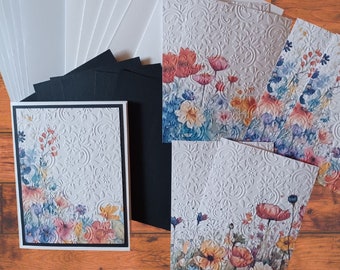 Wildflower Embossed Card Kit: DIY Paper Craft, A2 Blank Greeting Cards with Envelopes