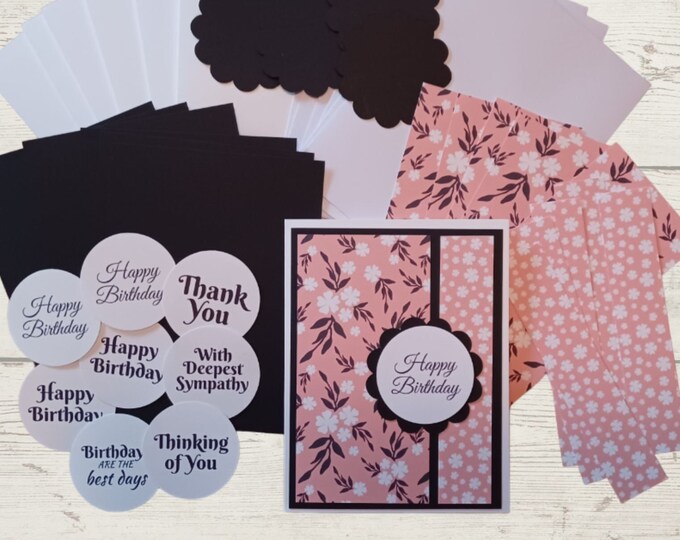 Floral Design Card Kit Birthday Greetings A2 Set of 6 W/envelopes ...