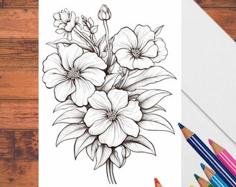 Floral Coloring Cards: 5x7 Stationary Set with Envelopes