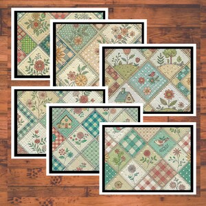 Country Patchwork Quilt Handmade DIY Card Kit: Set of 6 with Envelopes