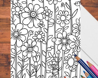 Floral Adult Coloring Cards: Doodle Flowers, DIY Greeting Card Set