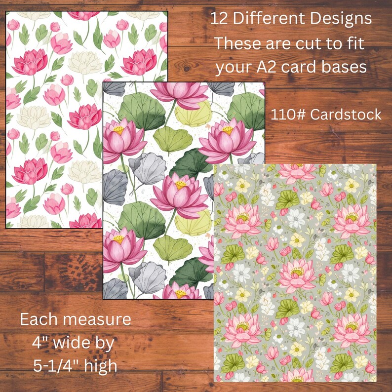 12 Lotus Flower Themed Cardstock A2 Topper Mats Handmade Card Making ...