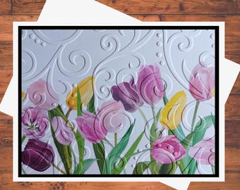 Embossed Tulip Card Kit: DIY Springtime Floral Greeting Cards with Envelopes