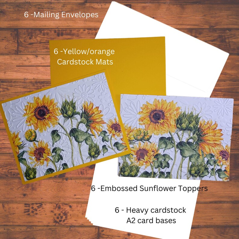 Embossed Sunflower Card Kit: DIY Set of 6 A2 Handmade Greeting Cards ...