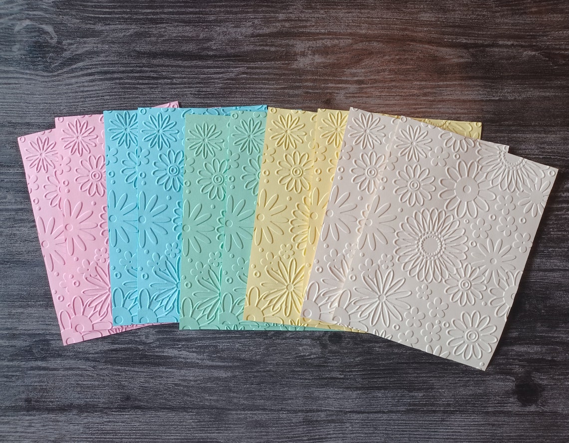 Set of 10 3D Cardstock Floral Embossed Toppers Mats Pastel Etsy