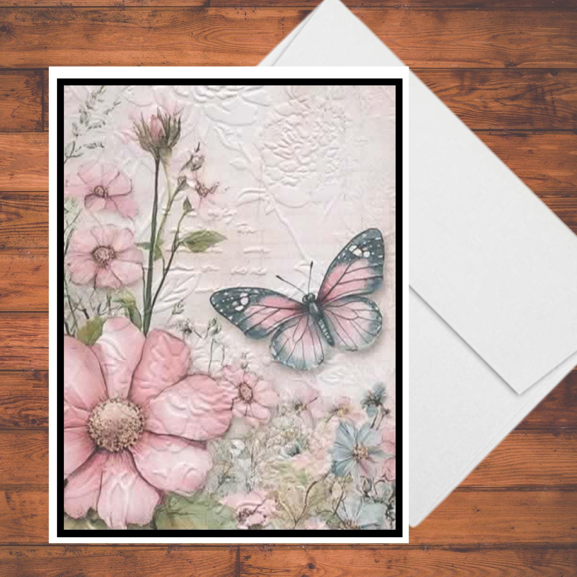 Pink Butterfly Embossed DIY Card Kit: Shabby Chic Greeting Cards - Etsy