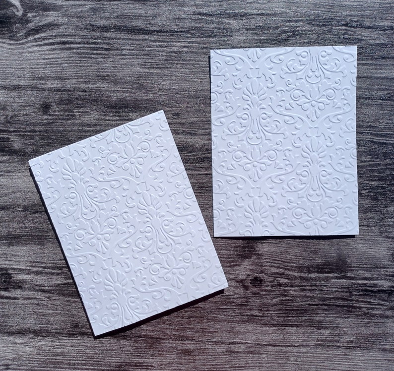 Set of 10 110 White Embossed Damask Design Cardstock Etsy