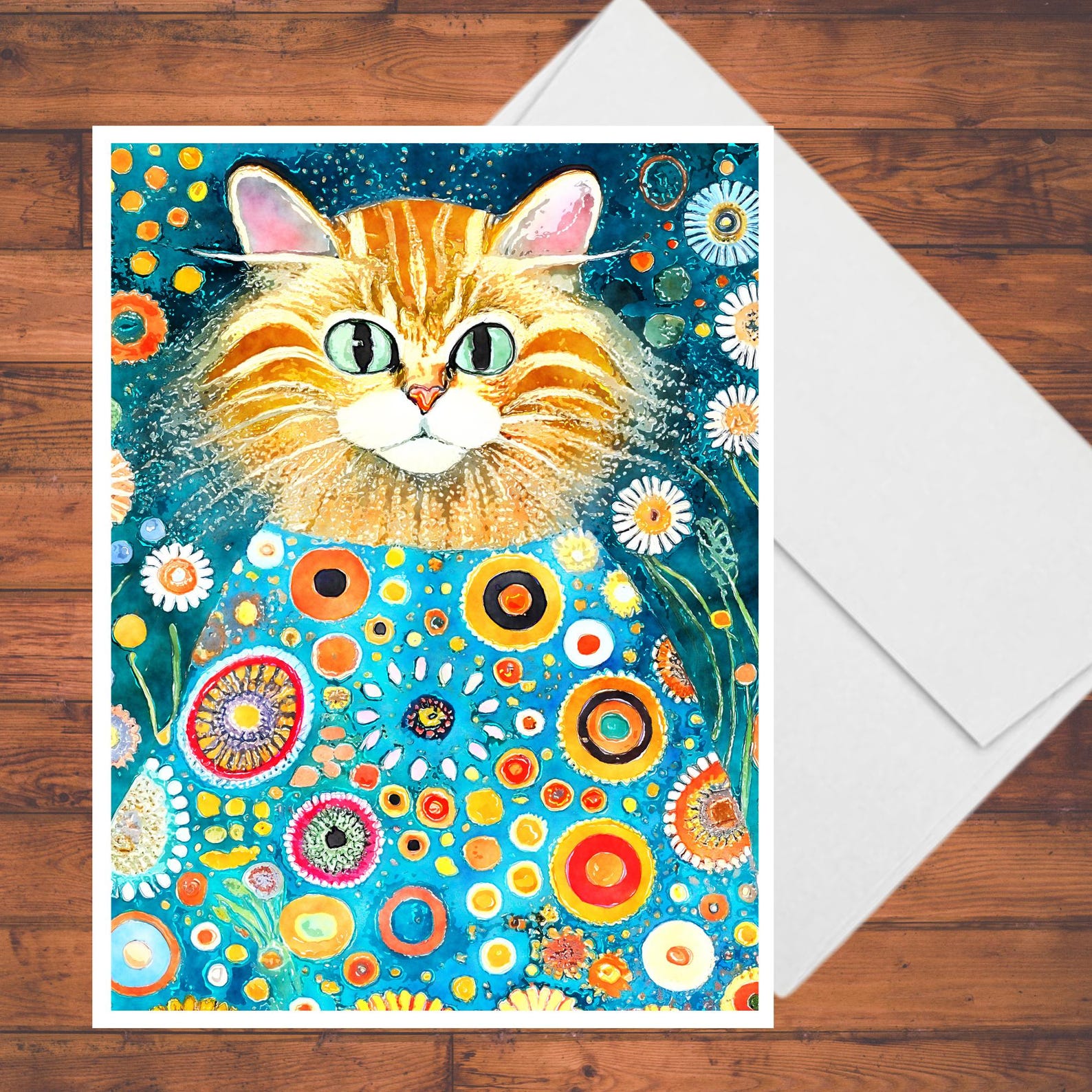 Colorful Cat Card Set: Whimsical Blank Notecards With Envelopes - Etsy