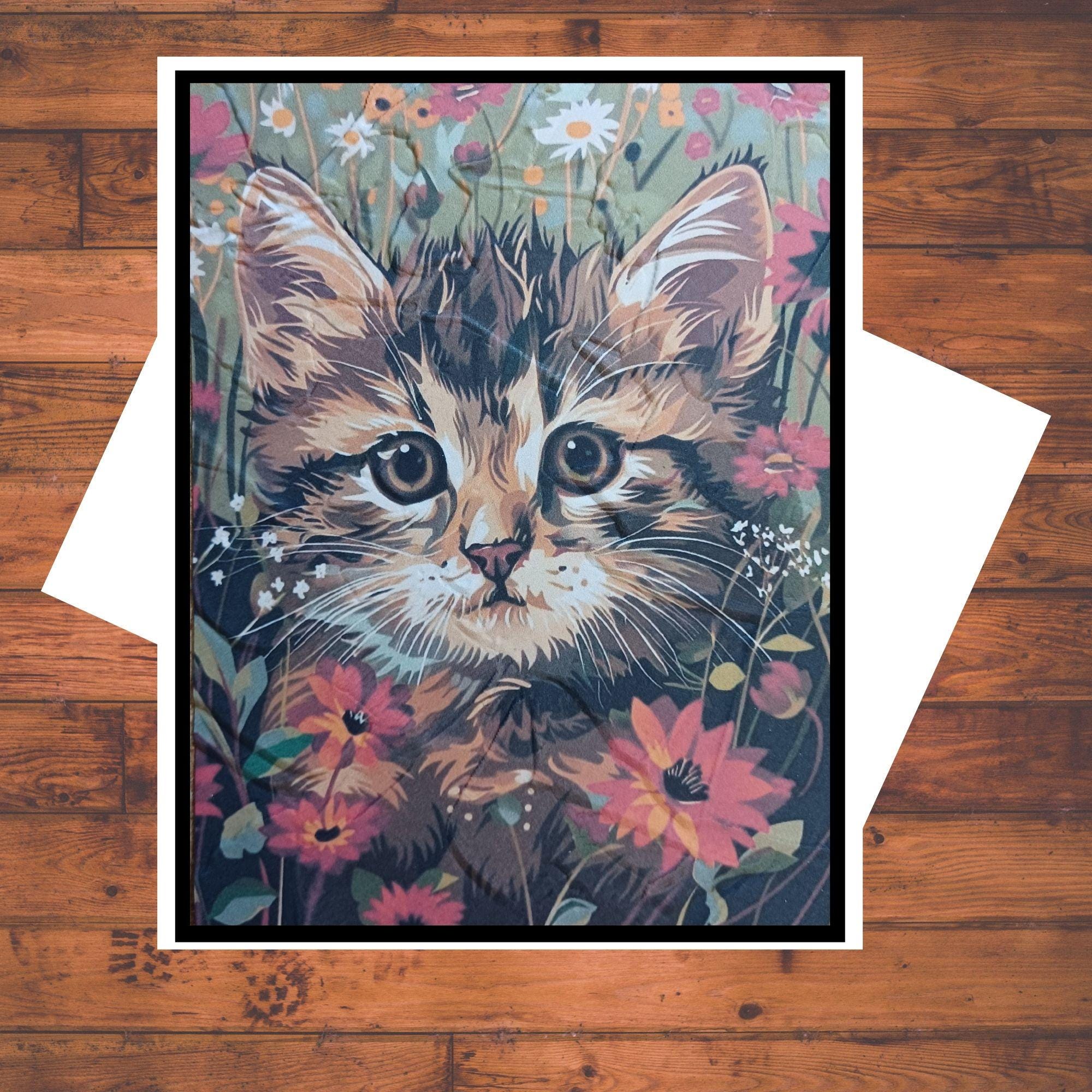 Cat & Flower Garden Card Kit: DIY Handmade Stationery With Envelopes - Etsy