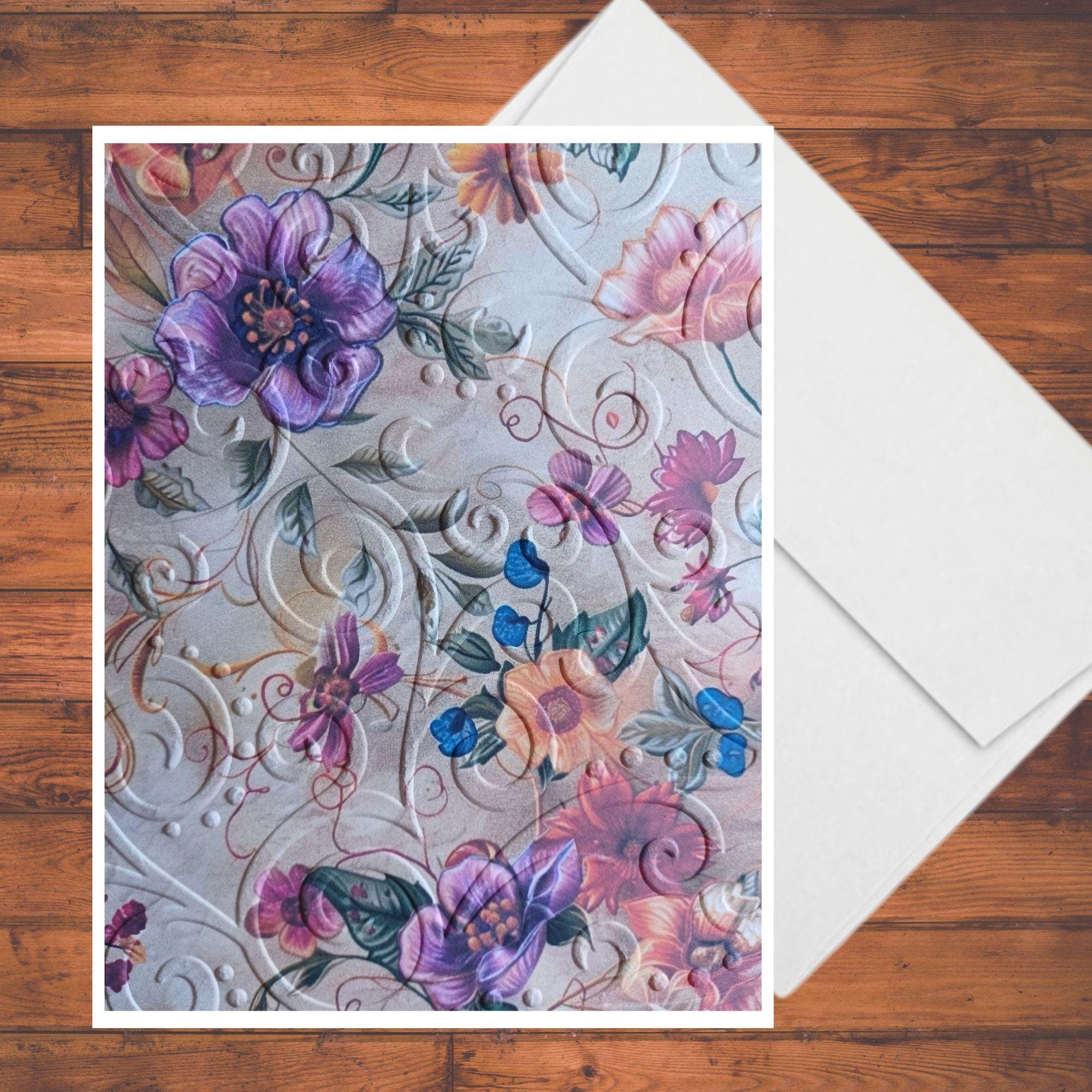 Floral Tapestry Design Embossed Handmade Card Kit, Set of 6 A2 W ...
