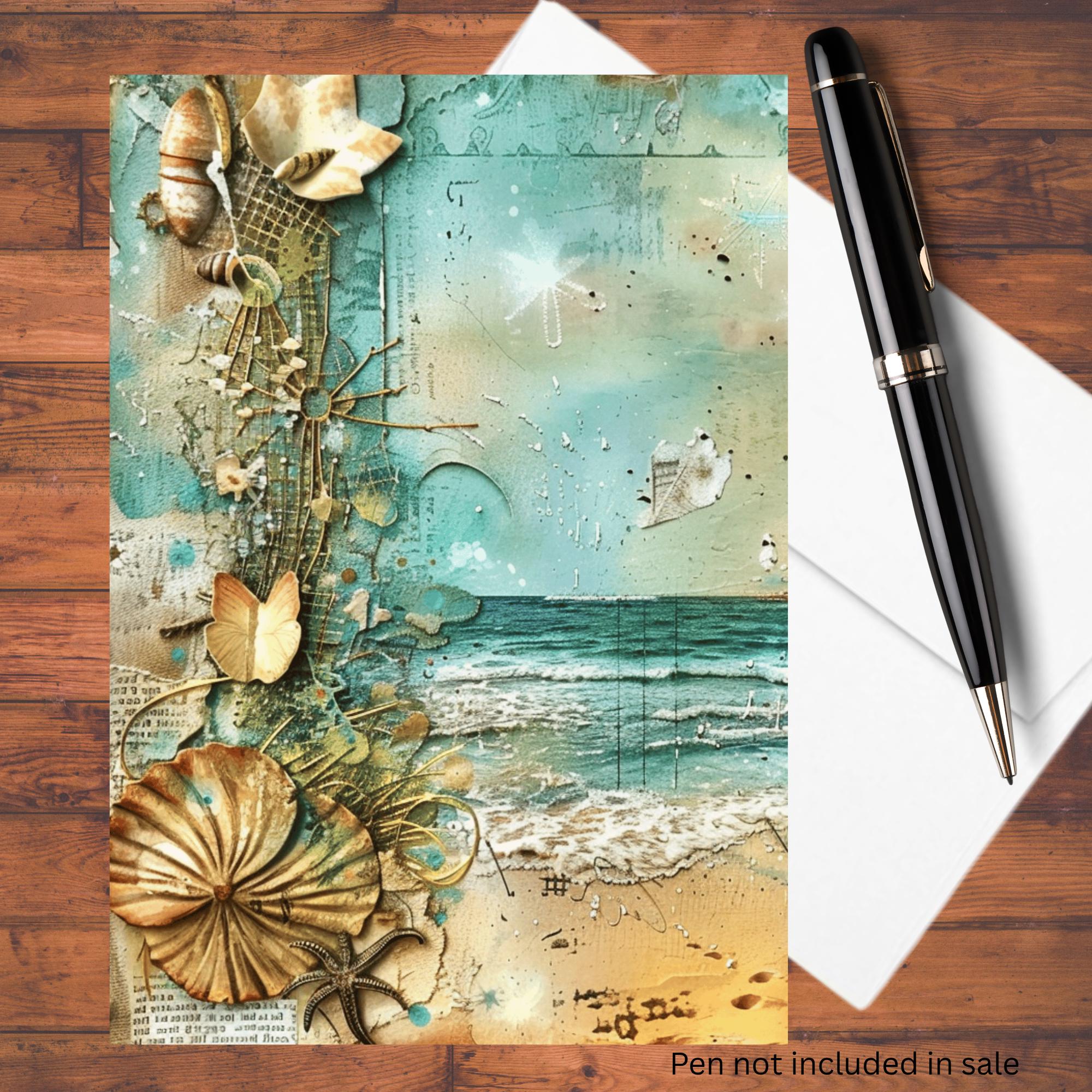 Beach Notes Summer Beach Seaside Shoreline Notecard Set: Personal Stationery Gift ...