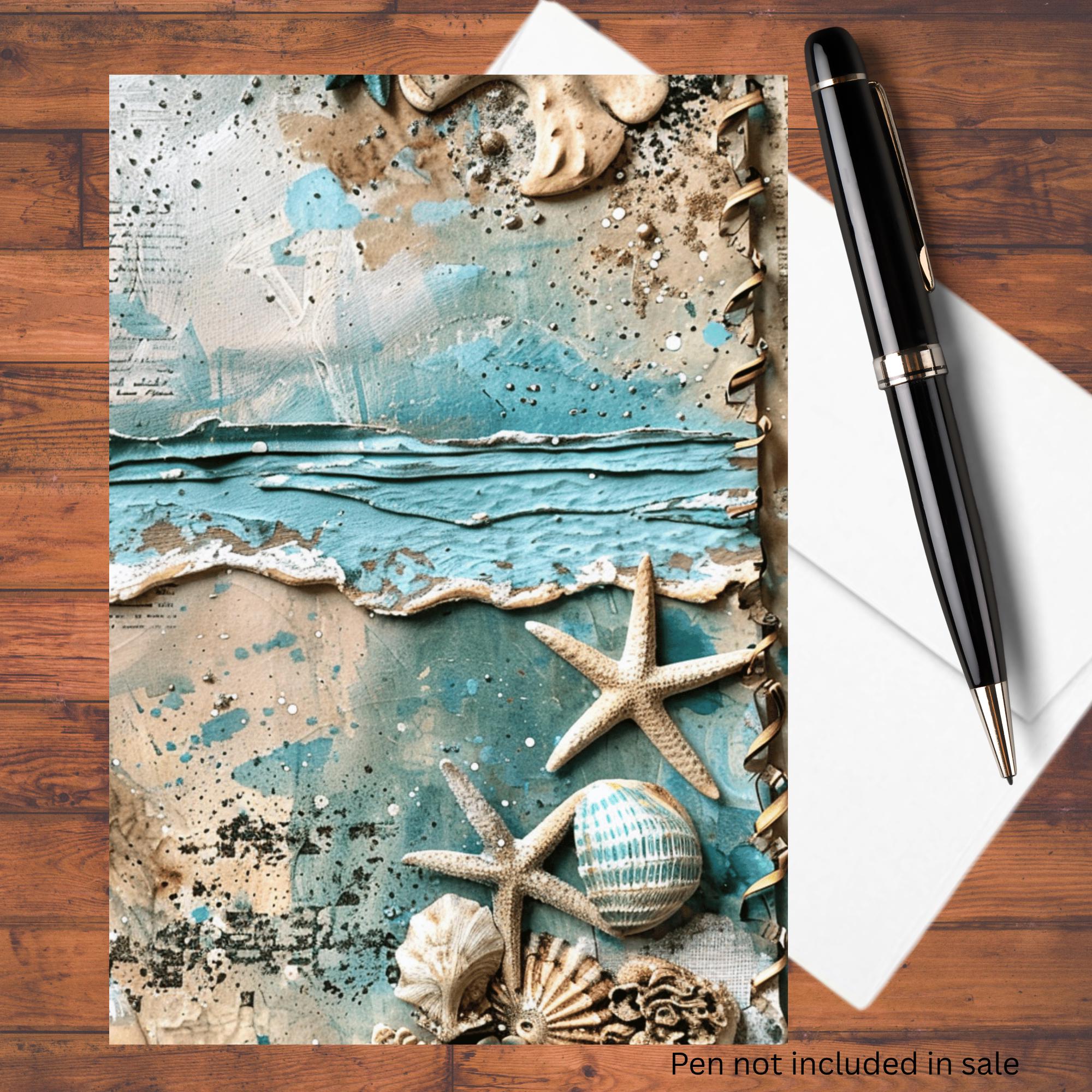 Beach Note Example Summer Beach Seaside Shoreline Notecard Set: Personal Stationery Gift ...